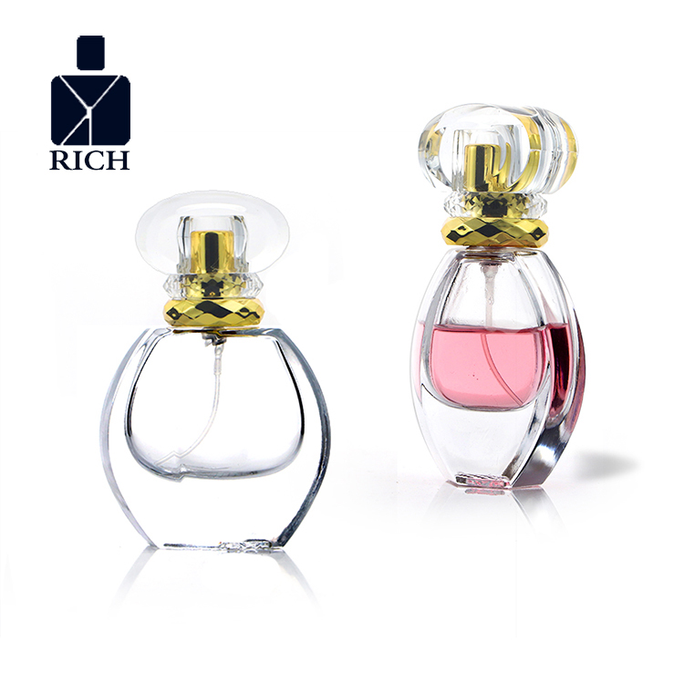 1 oz  Thick Bottom Unique Crown Perfume Bottle With Acrylic Cap