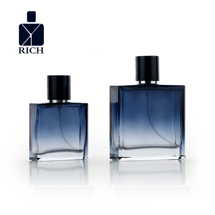 50ml 100ml Gradient Blue Premium Square Glass Perfume Bottle