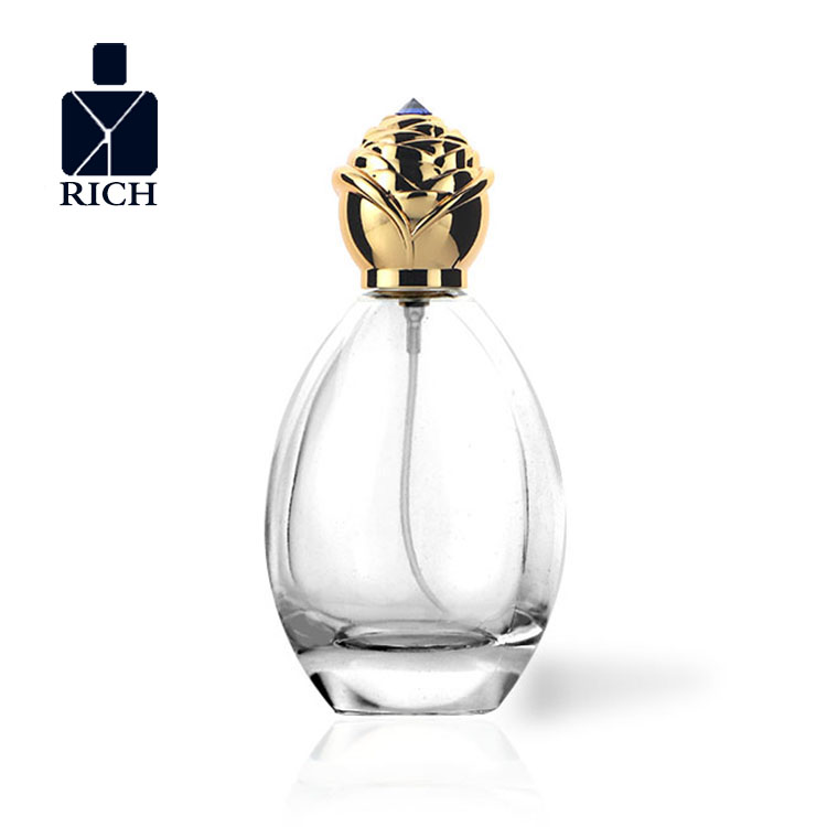 Oval Perfume Bottle With Zinc Alloy Flower Cap