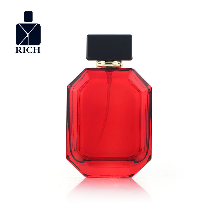 Custom Red 100ml Polygonal Perfume Bottle With Cap