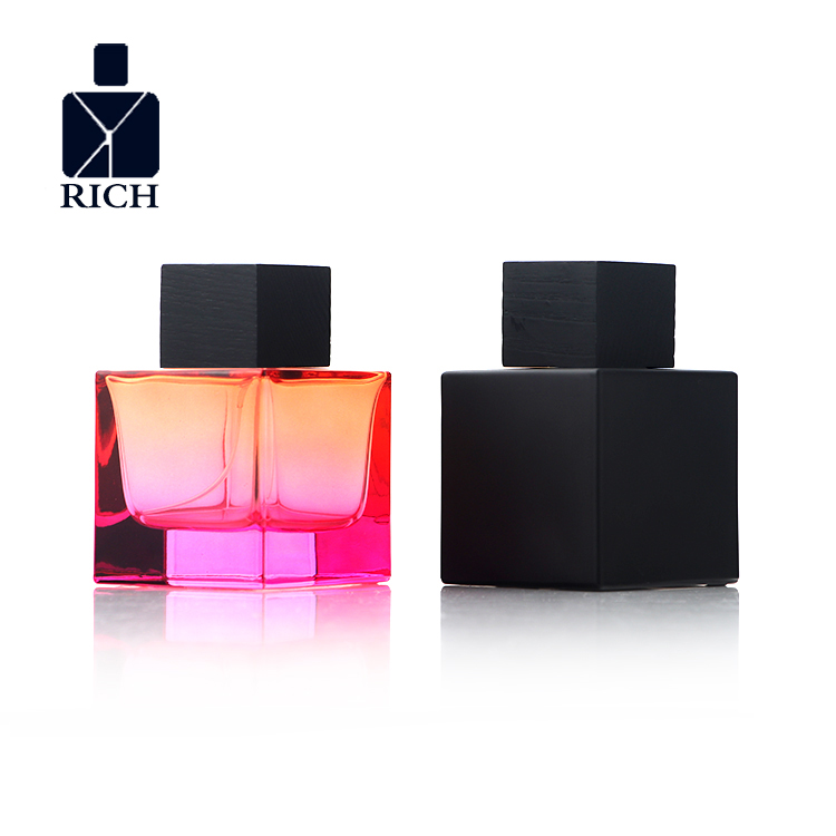 100ml Black Red Square Cologne Perfume Bottle With Wooden Lid