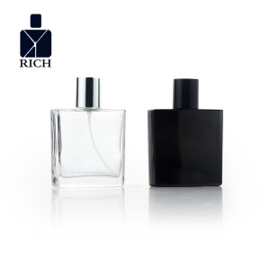 50ml Clear Black Flat Square Glass Perfume Bottle