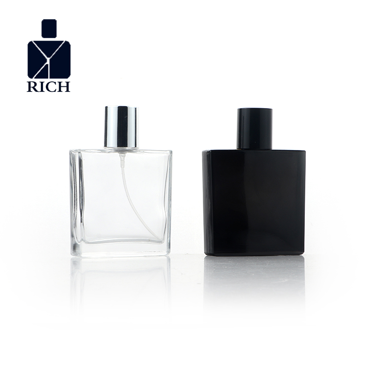 High reputation Perfume Tester Bottles - 50ml Clear Black Flat Square Glass Perfume Bottle – Zeyuan