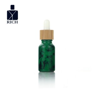 Green Colour Coating Essential 0il Dropper Bottles Bamboo Top