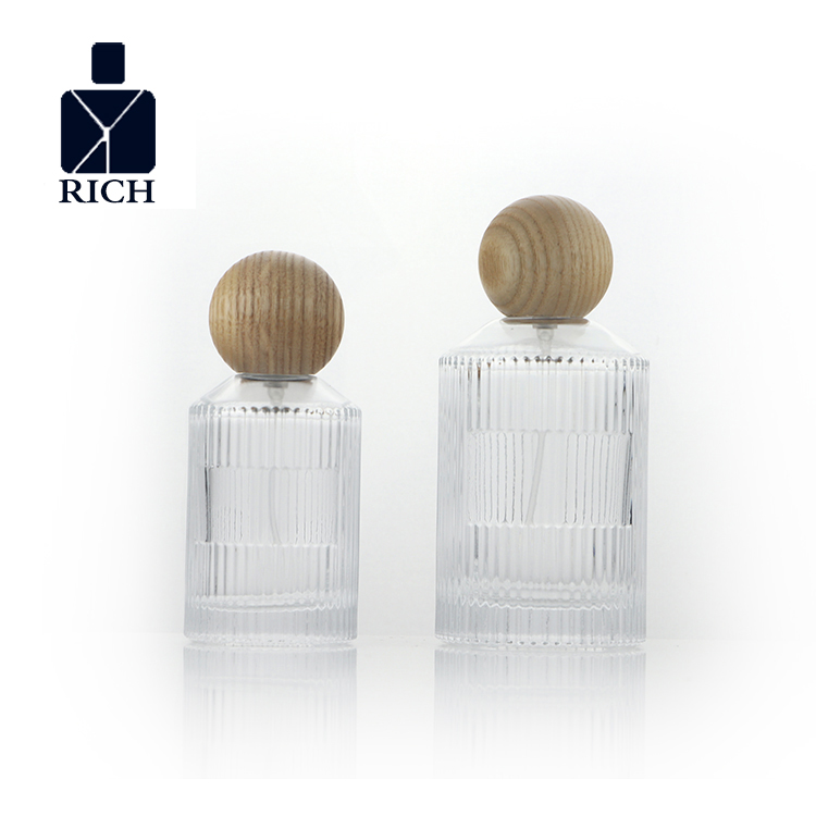 50ml 100ml Wooden Cap Embossed Perfume Bottle