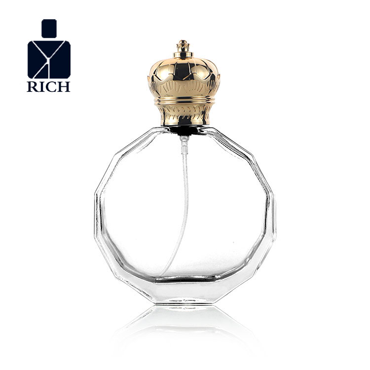 Hot sale Pretty Perfume Bottles - 100ml Polygonal Round Perfume Bottle With Zinc Alloy Crown Cap – Zeyuan